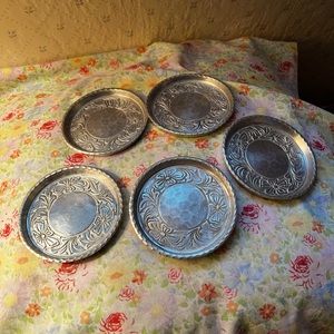 Set of 5 vintage aluminum coasters